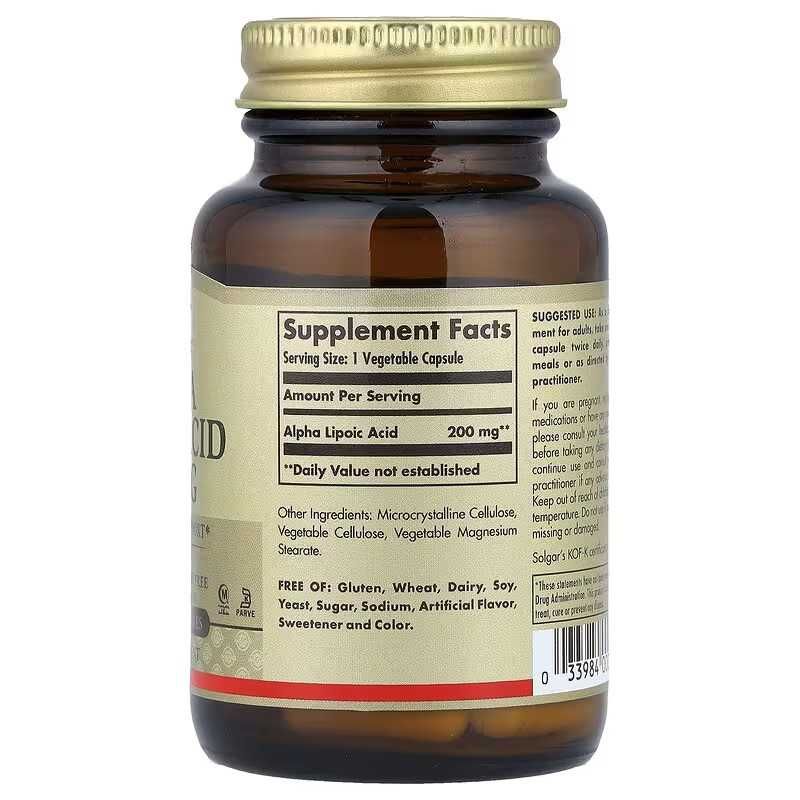 Solgar Alpha Lipoic Acid Альфа-липоевая кислота alfa lipovoy kislota