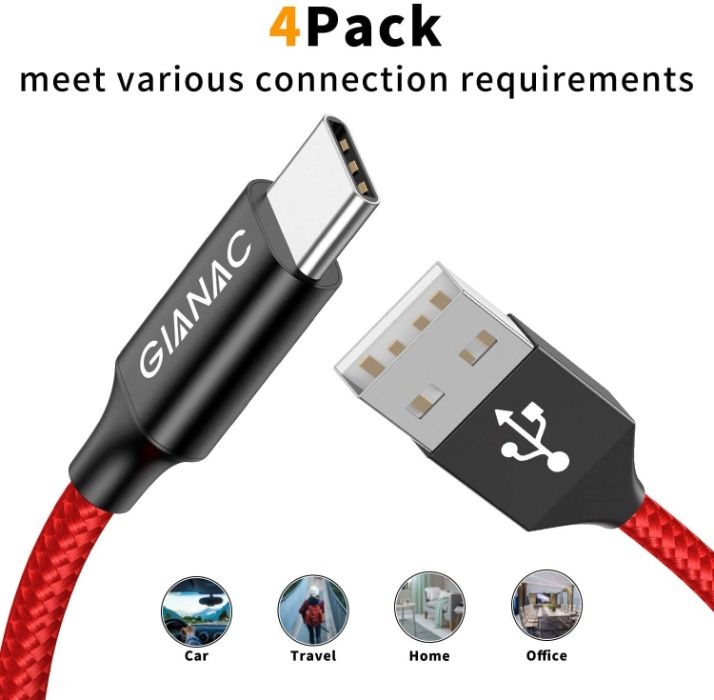 Cablu USB Fast Charge Pachet 4 Cabluri USB-C Type-C 3.0A QC Iphone 15