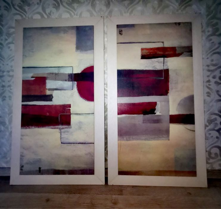 Картина от две части абстрактно изкуство RED 1  Verbeek-Van Den Broek