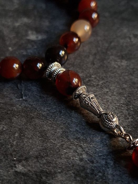 Премиальные чётки(тасбих) ручной работы из сердолика — 33 бусины