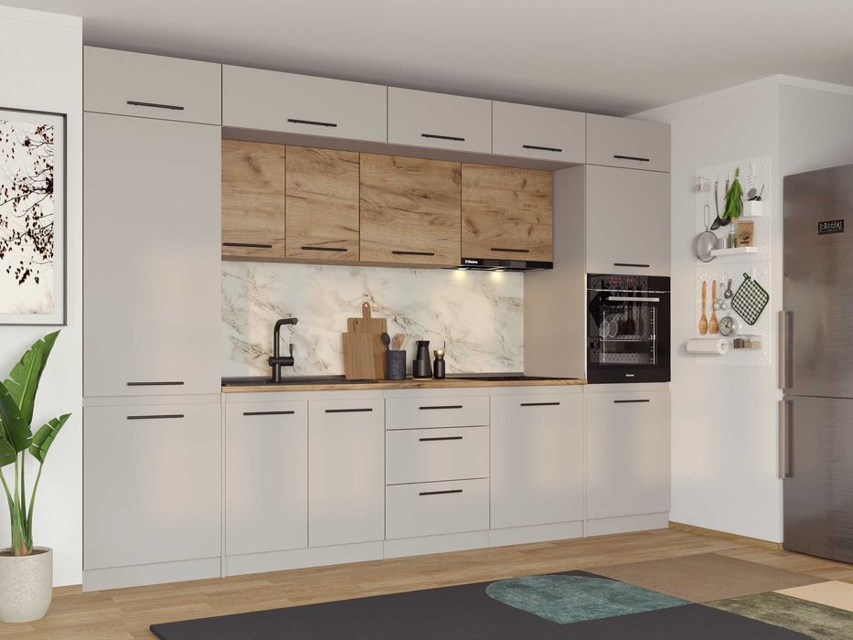 Set Mobila Bucatarie Linea 320 Casmir / Stejar C30 - Transport Gratuit