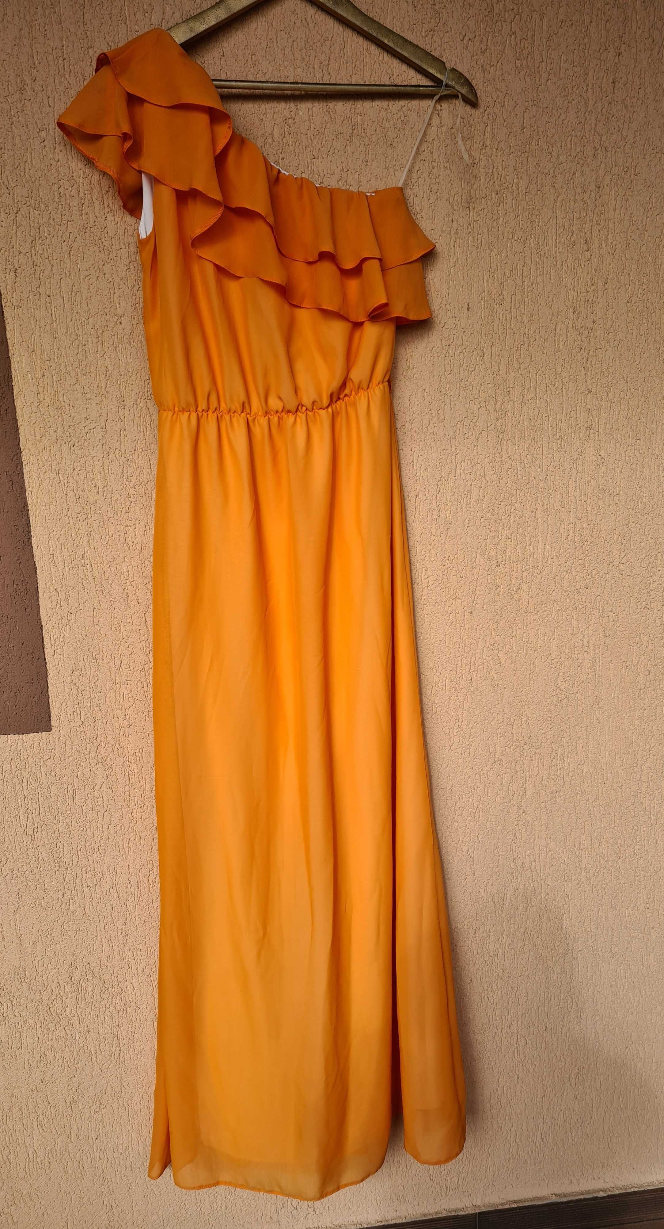 Rochie de seara lunga portocalie