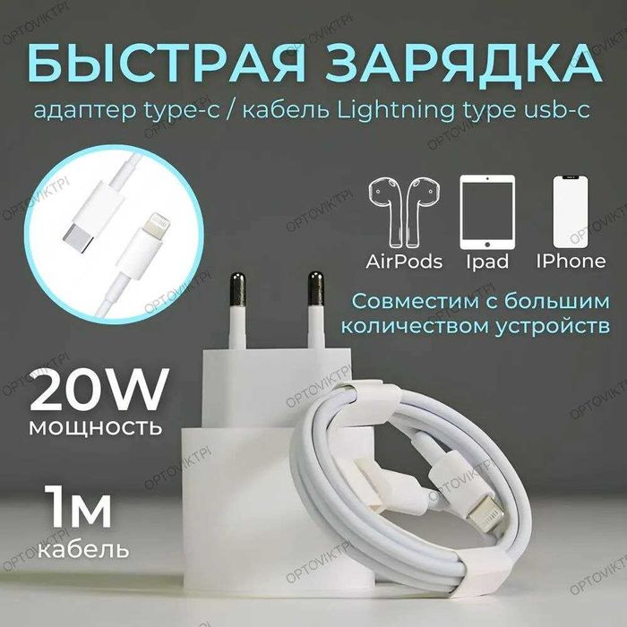 НОВИНКА! Продам адаптер iPhone 20w Type-C НОВЫЕ, ЗАПЕЧАТАНЫЕ, ГАРАНТИЯ