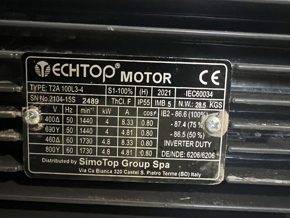 Motor NOU , 4 kw—1440rot/min TECHTOP, made in ITALY