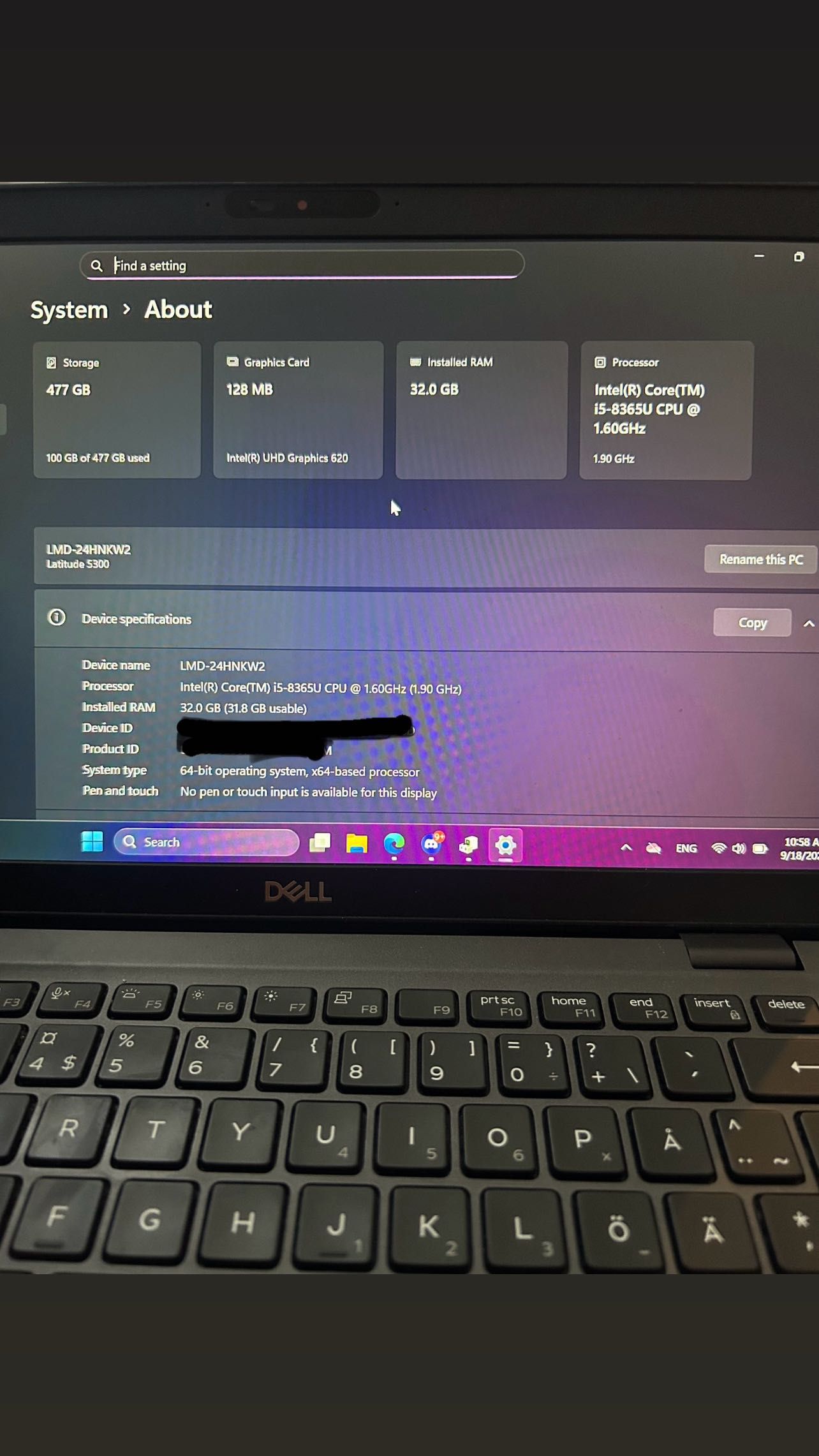 Dell Latitude 5300 – Intel Core i5, 32GB RAM, 512GB SSD