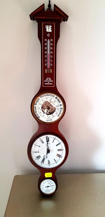 Barometru/termometru/higrometru vechi din lemn masiv