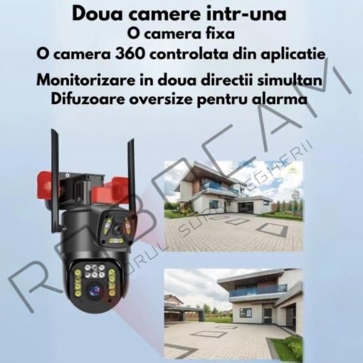 Camera de Supraveghere, 2 ecrane, 2 sirene, Wifi, 4k, 8 MP 1080 HD