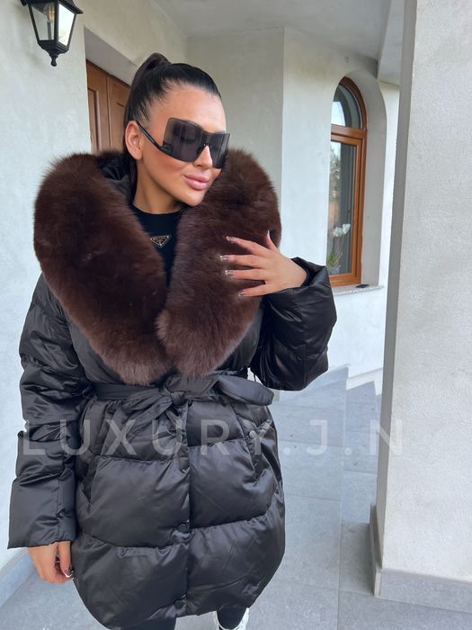 Geaca groasa puf si blana naturala L,Xl