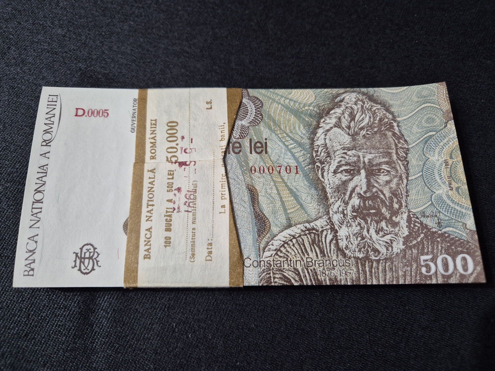 Fisic 100 bancnote 500 lei 1991 Aprilie UNC