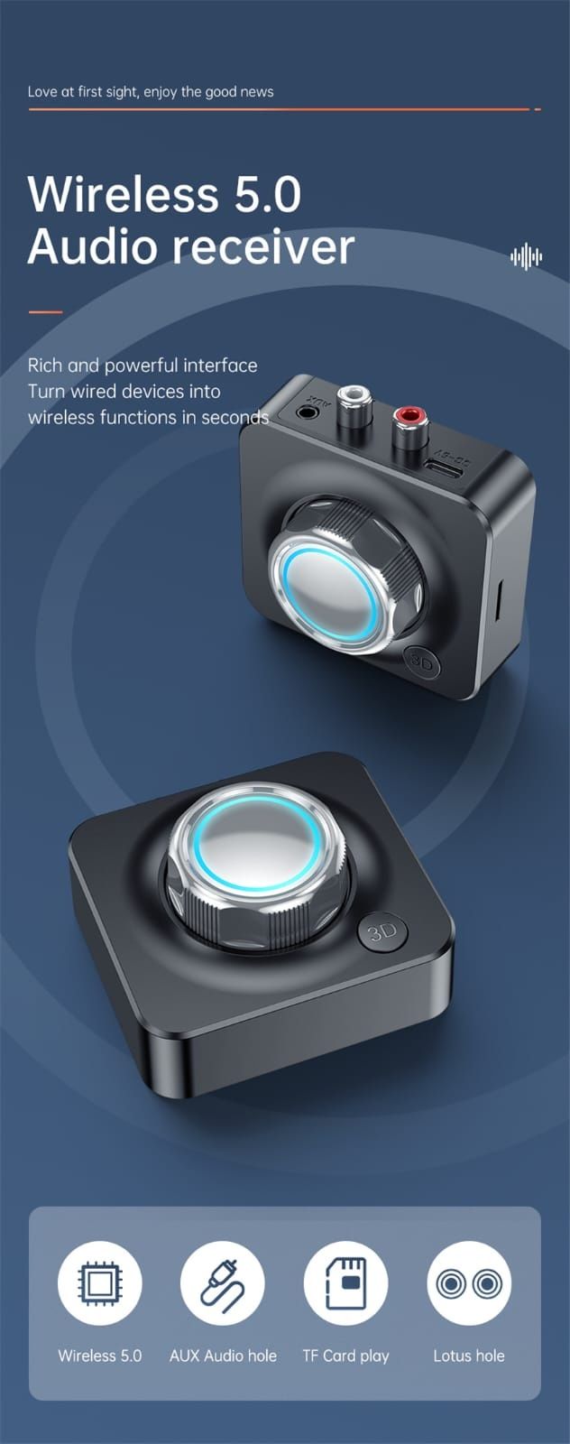 Receptor Audio Bluetooth 5.0 Stereo Cu Efect 3D Surround, Nou 2024