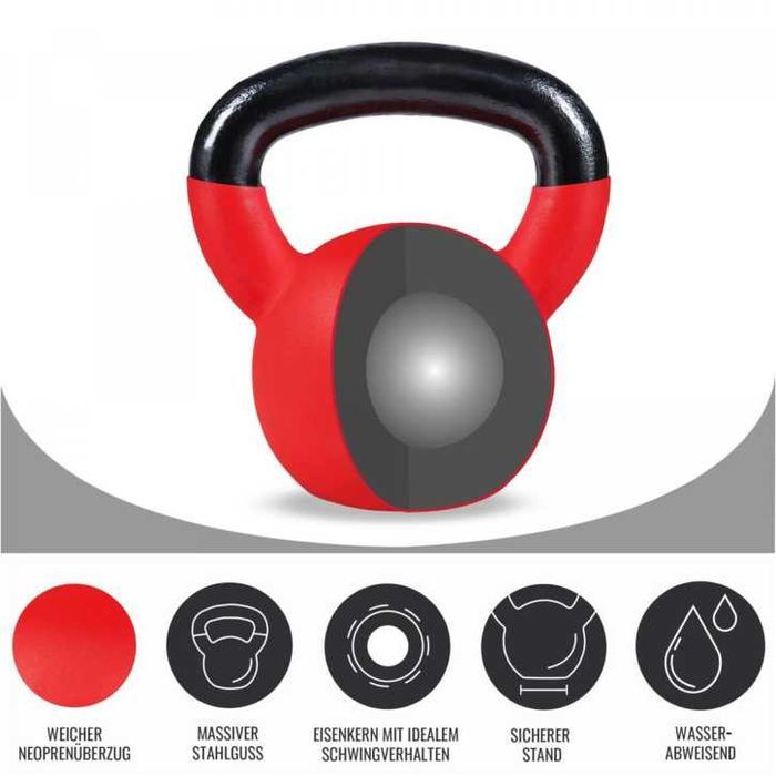 Kettlebell de fier, cu înveliș de cauciuc - 24 KG