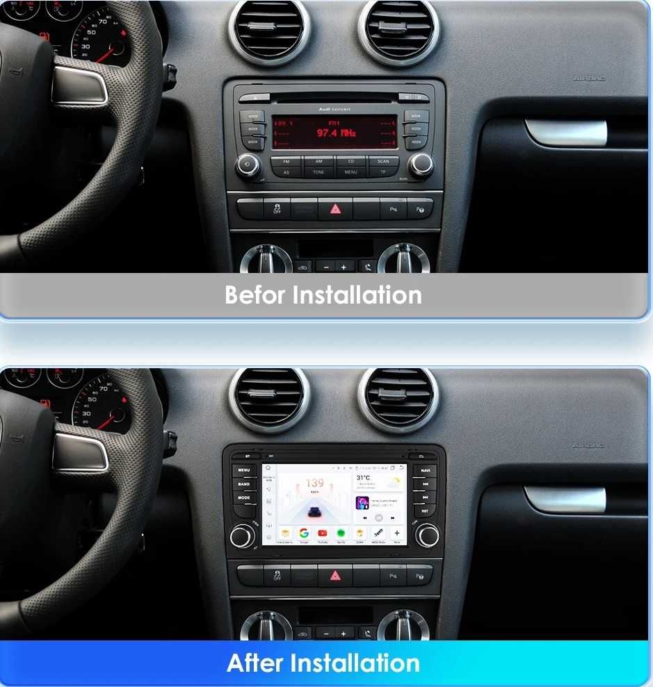 Мултимедия 7" Android 13 за Audi A3 8P навигация GPS CARPLAY RDS DSP
