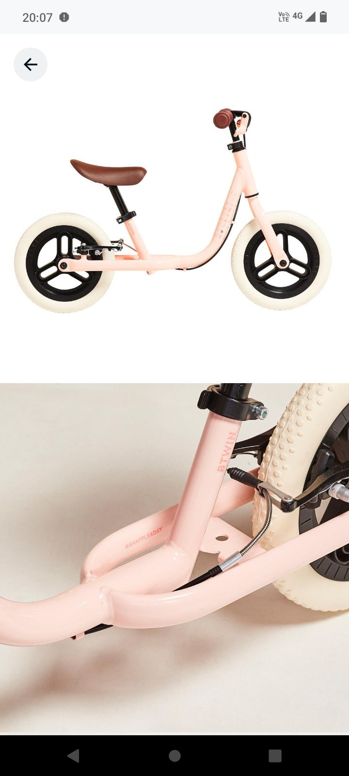 Bicicleta b-twin fără pedale de echilibru Decathlon copii 10inch fetiț
