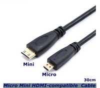 Cablu miniHDMI - microHDMI - 30cm