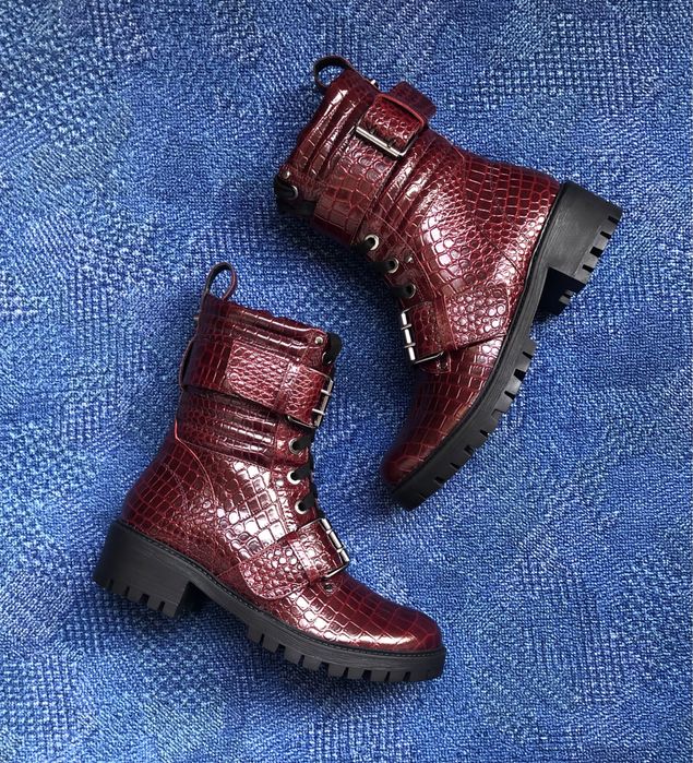 TWINSET Milano Leather Combat Boots ОРИГИНАЛ дамски/боти кубинки - 38