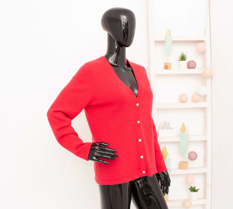 Lands' End кашмирена дамска жилетка червена малина М