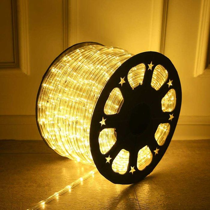 80м коледен светещ маркуч топла светлина с захранващ кабел външна уп.