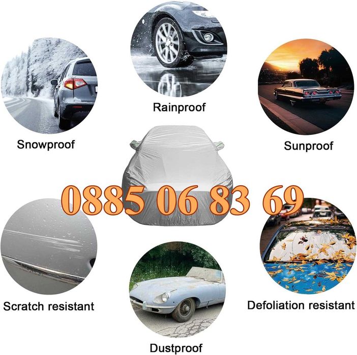 Водоустойчиво покривало за кола, PEVA материал S, M, L, XL, XXL