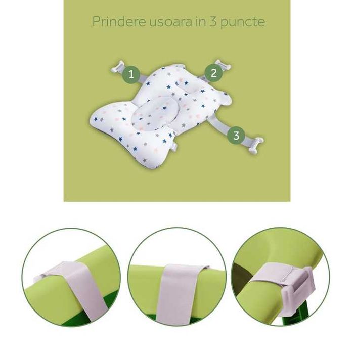 Cadita bebelusi pliabila cu pernuta lavabila HappyCroco 0-3 ani - NOUA