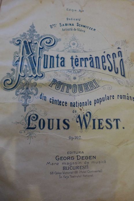 Partituri Muzica Veche Romaneasca Antebelica Litografii Bucuresci