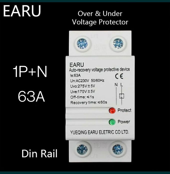 Автоматична смарт защита - напреженова, монофазна ~ 1P+N/63A 220V