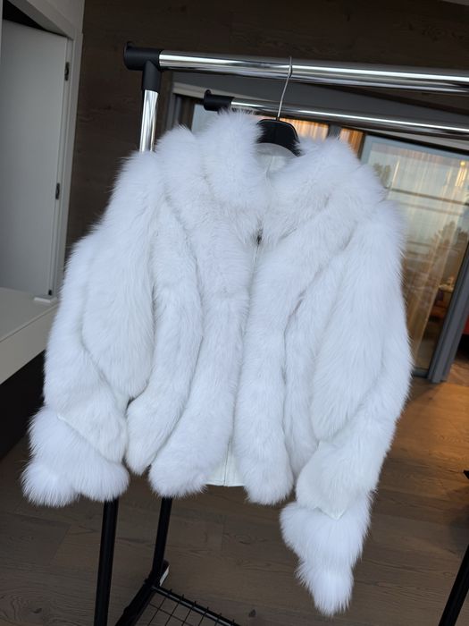Естествен косъм лисица естествена кожа ново палто яке снежно бяло