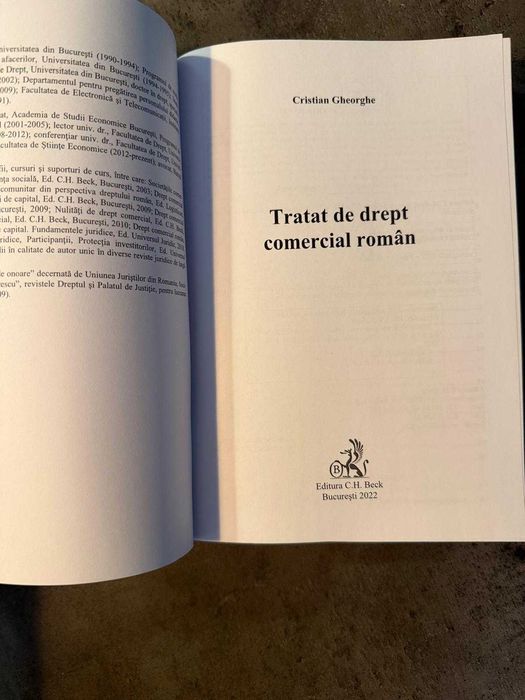 Tratat de drept comercial român, Cristian Gheorghe, 2022