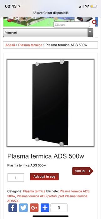 Plasma termică ADS 500W panou radiant