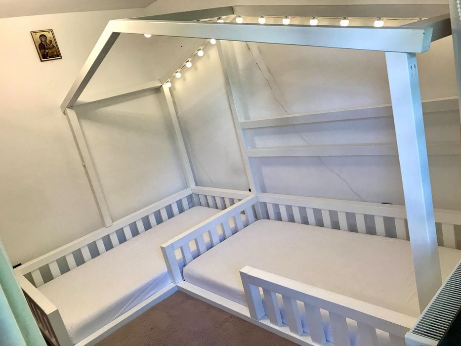 2 paturi montessori în L, complete