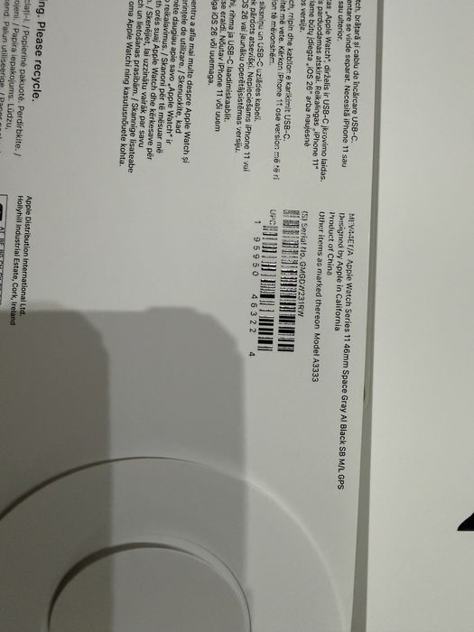 Apple Watch 11 GPS, Space Grey 46mm, Black Sport Band- M/L