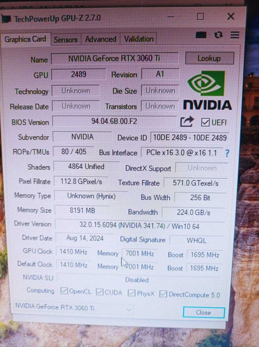 Продается видеокарта Palit RTX 3060Ti в отличном состоянии