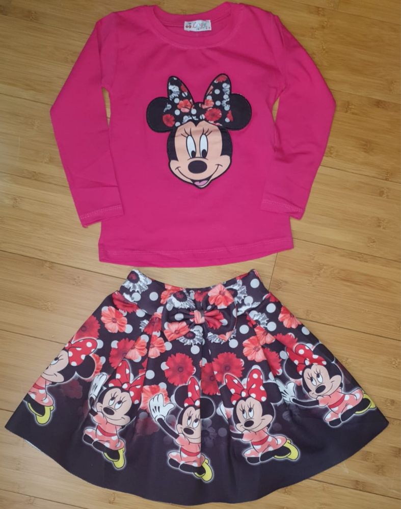 Set fata roz 2 piese bluza si fusta Disney Minnie Mouse 4/5 ani nou