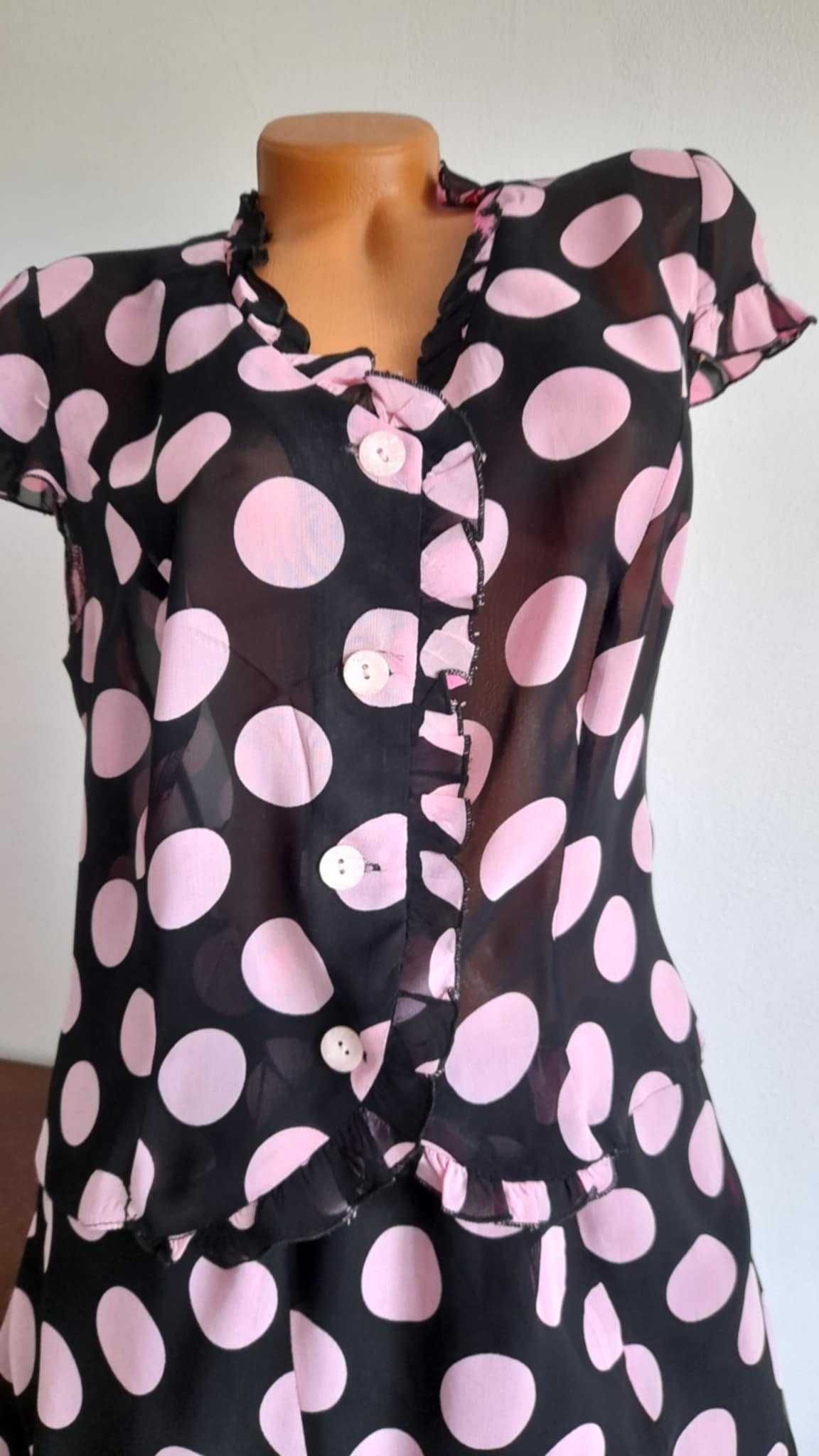 Costum 2 piese Deni – Negru cu buline lila 42/44