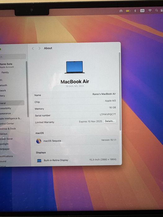 MacBook Air 15” M3 – Midnight – 16 GB RAM / 512 GB SSD – CA NOU