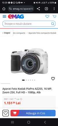 Aparat Foto Kodak PixPro AZ255, 16 MP, Zoom 25X, Full HD – 1080p, Alb