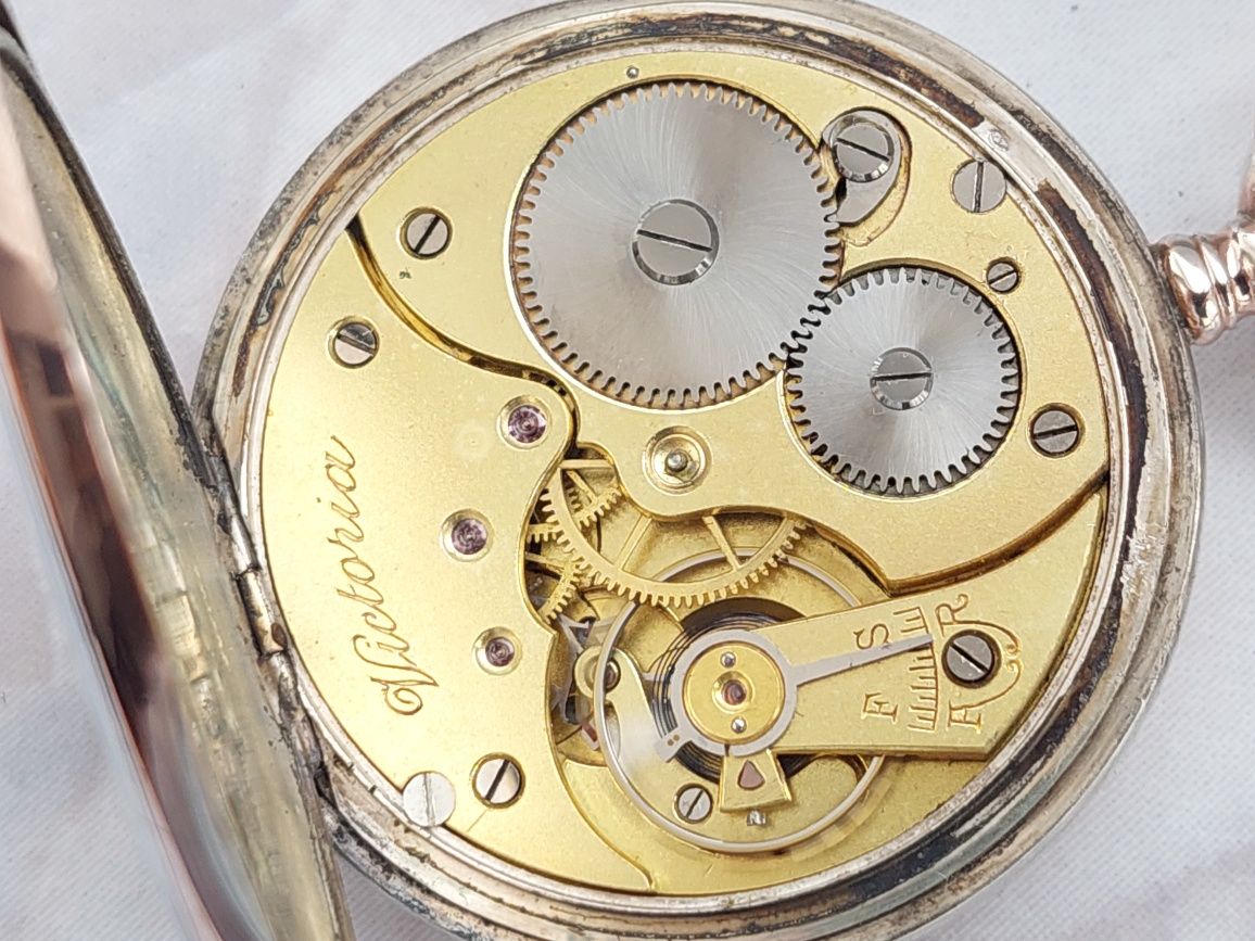 Ceas de buzunar Victoria superb, argint carcasa, colectie