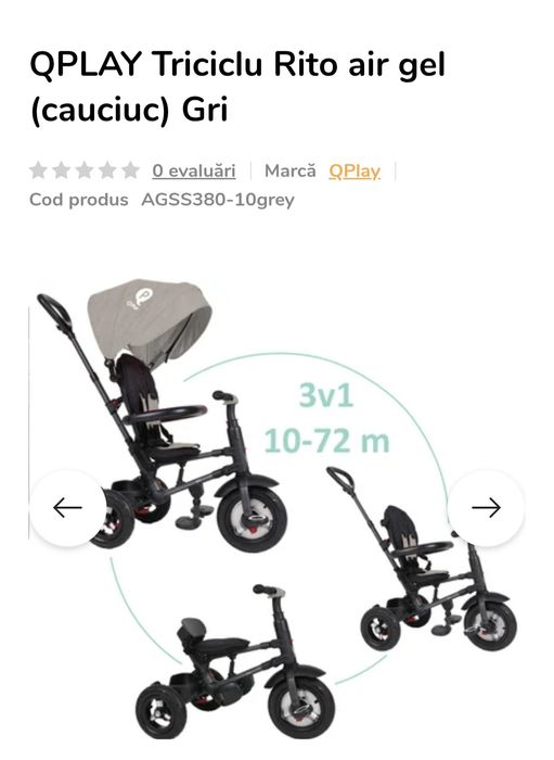 Tricicleta multifunctionala Q Play Rito Air
