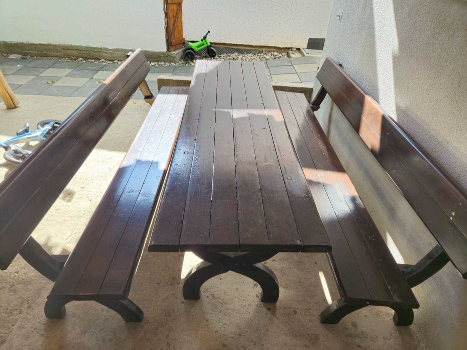 Mobilier de derasa si gradina masa cu 2 banci lungime 2.5m