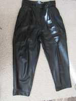 Н&M-7/8 дамски черен кожен панталон размер 38 UK 10