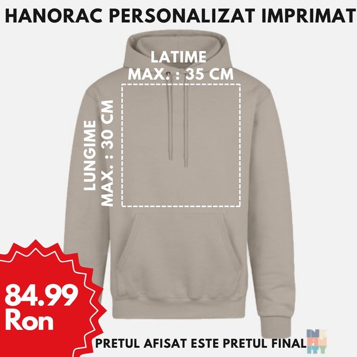 Hanorac Personalizat Imprimare/Broderie Unisex