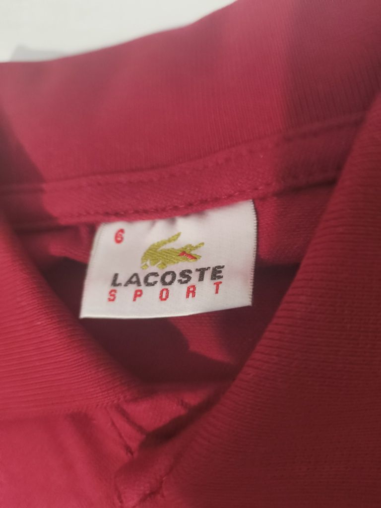 Тениска Lacoste с яка, размер М, цвят бордо