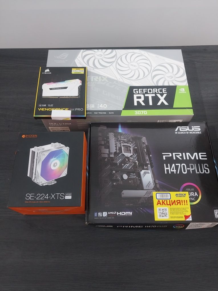 Rtx 3070 ASUS Rog, i5 10400f, Corsair 32gb, H470 Asus, 256gb m2, Zalma