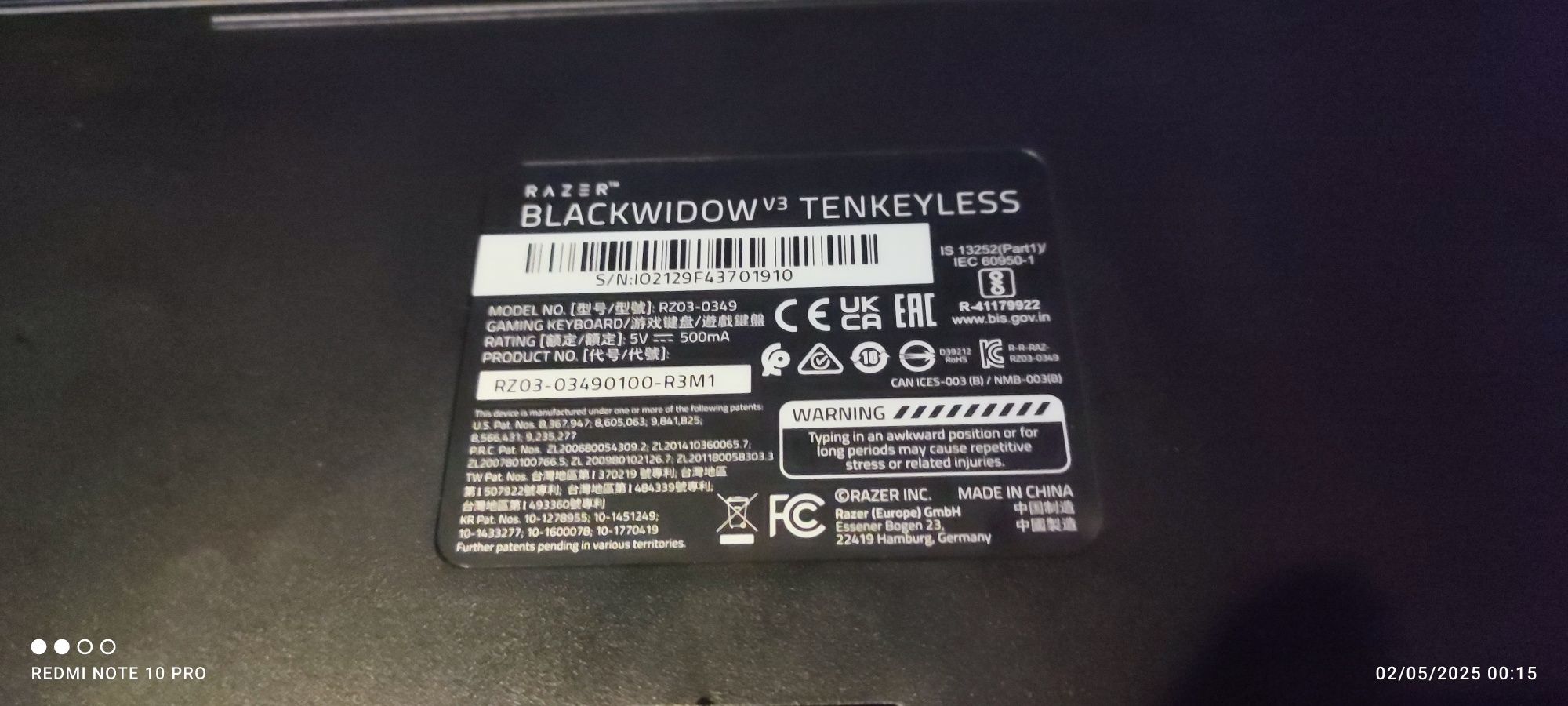 Клавиатура Razer Blakwidow Tenkeyless и пад