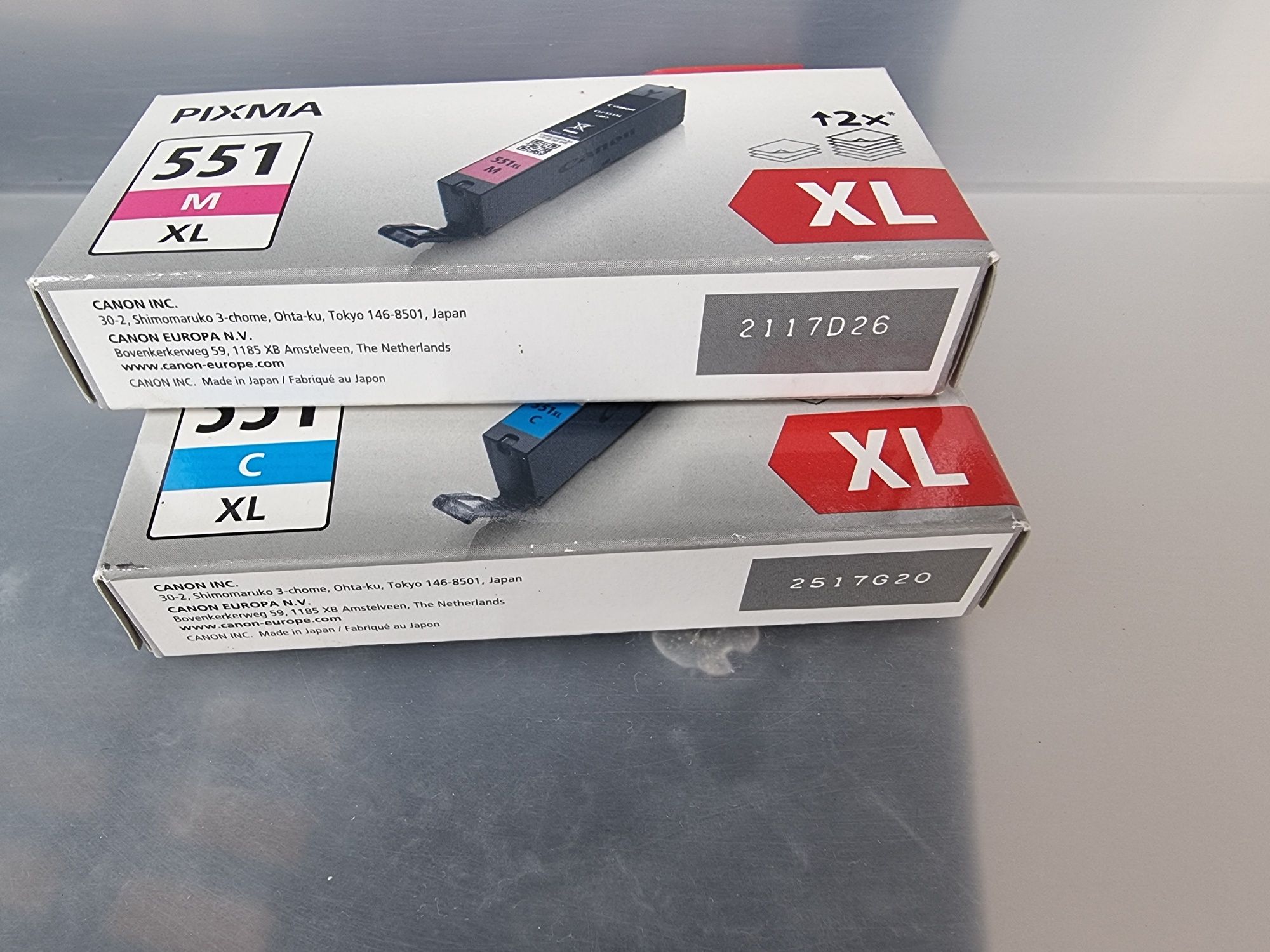 Оригинални мастилници Canon 551 XL Cyan и Magenta (с изтекъл срок)