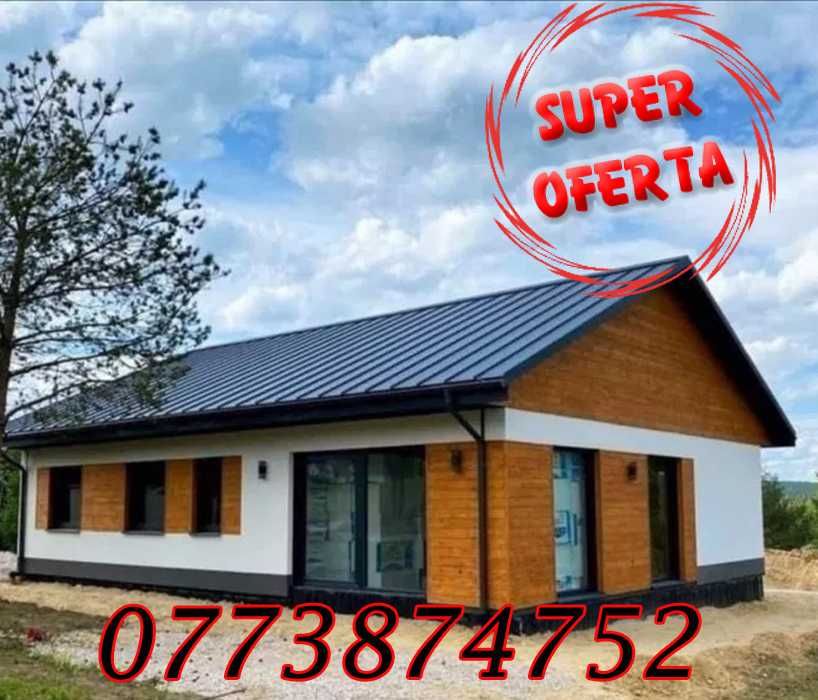 Case modulare pe structura metalica, cabane tip A frame din lemn