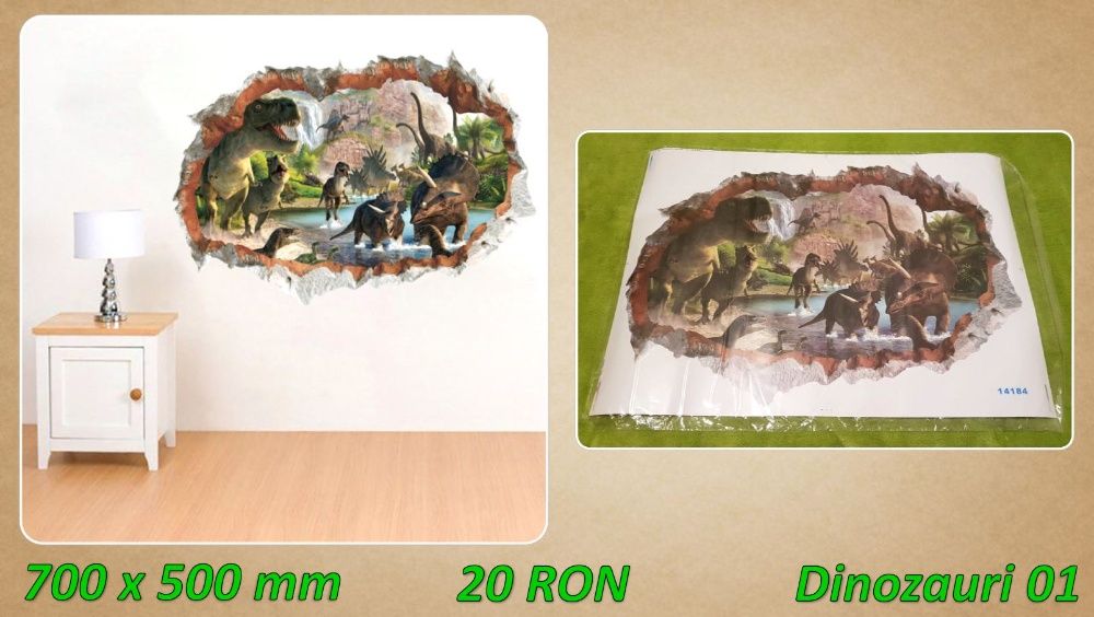 Sticker autocolant perete camera baieti avanger dinosaur fotbal minion
