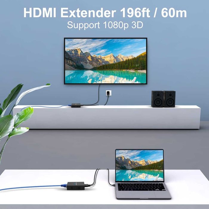 VEDINDUST Extender HDMI 1080p 60m HDMI Ethernet RJ45 Cat 5-6-7 EDID