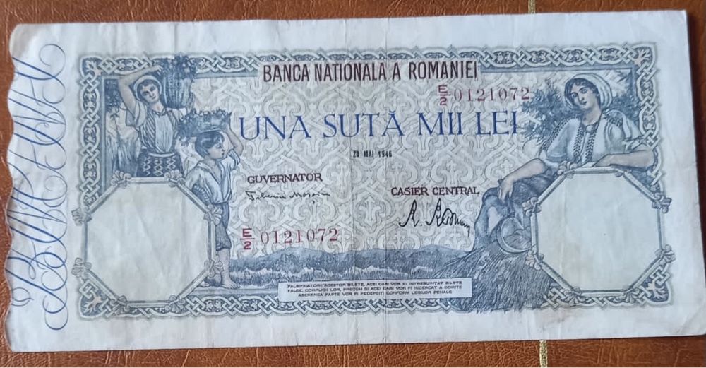 Vand 13 bancnote 100000 lei, an 1946, iesite din circulatie