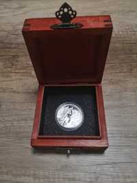 Дървена кутия със сребърна монета 999 "Бик и Мечка" или "Британия"