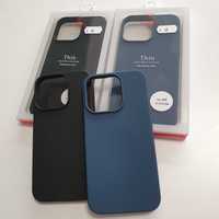 Husa iPhone 15 Pro / 15 Pro Max cu interior catifelat / negru/albastru